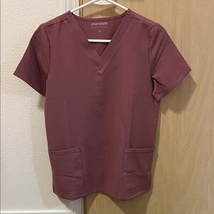 Mandala Women's V-Neck Short Sleeve Scrubs, Jogger Bottom - Plum